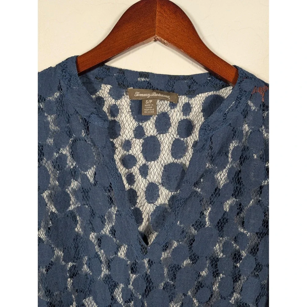 Tommy Bahama Lace Pullover Womens Small Sheer Crochet‎ Beach Cover Blouse Top